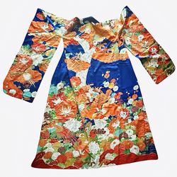 Vintage Japanese Uchikake Wedding Ceremonial Embroidered Kimono Robe W L No Obi 