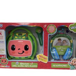 Cocomelon Sing-Along MP3 Player with Volume Limiting Kids Headphones. New.