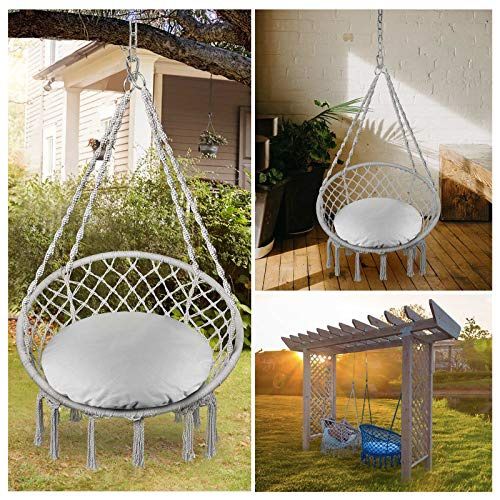 NEW! Greenstell Swing Hanging Chair Hammock, Macrame Swing / Columpio, Maca