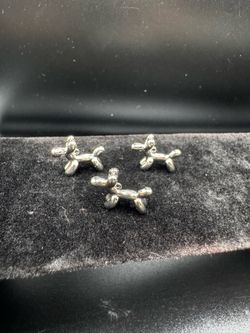 Silver-tone balloon animal dog charm