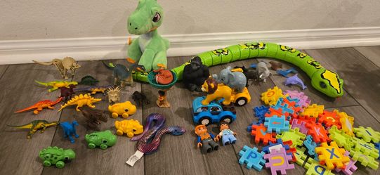 Massive Kids Toy Bundle: Dinosaurs, Lego DUPLO Cars, Alphabet Interlocking Blocks & More!