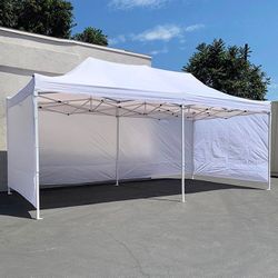 (Brand New) $240 Heavy Duty 10x20 ft Canopy with (4 Sidewalls), Outdoor Patio Pop Up Tent Gazebo, Blue/White