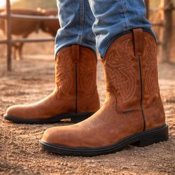 NWT Wolverine Rancher Waterproof Steel-Toe Leather Work Boots, Men’s Size 9.5
