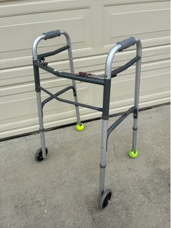 2 Wheel Folding Walker - U-Shaped Frame, Adjustable Height