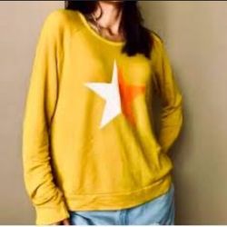Sundry Vibrant Yellow Color Block Long Sleeve Crewneck - Women’s Size 1
