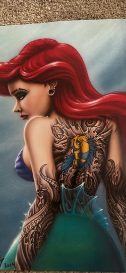 🧜‍♀️ Rask Opticon Signed Ariel Art Print (2014) 🧜‍♀️  ✨ Rare Signed Collectible ✨