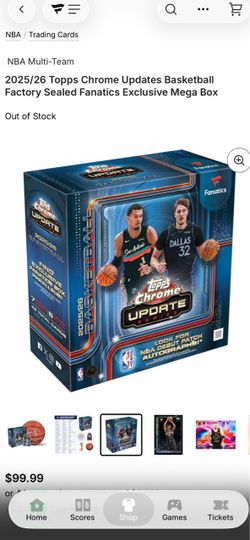 2025/26 Topps Chrome Updates Basketball Factory Sealed Fanatics Exclusive Mega Box