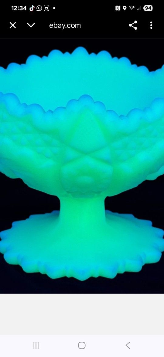 Vintage Fenton Custard Satin Glass Pedestal Bowl