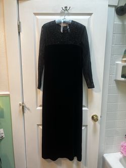 Vintage 90s black velvet maxi dress with mesh sleeves, chest, and back