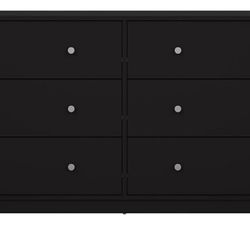 Double Chest of 6 Drawers, Blac