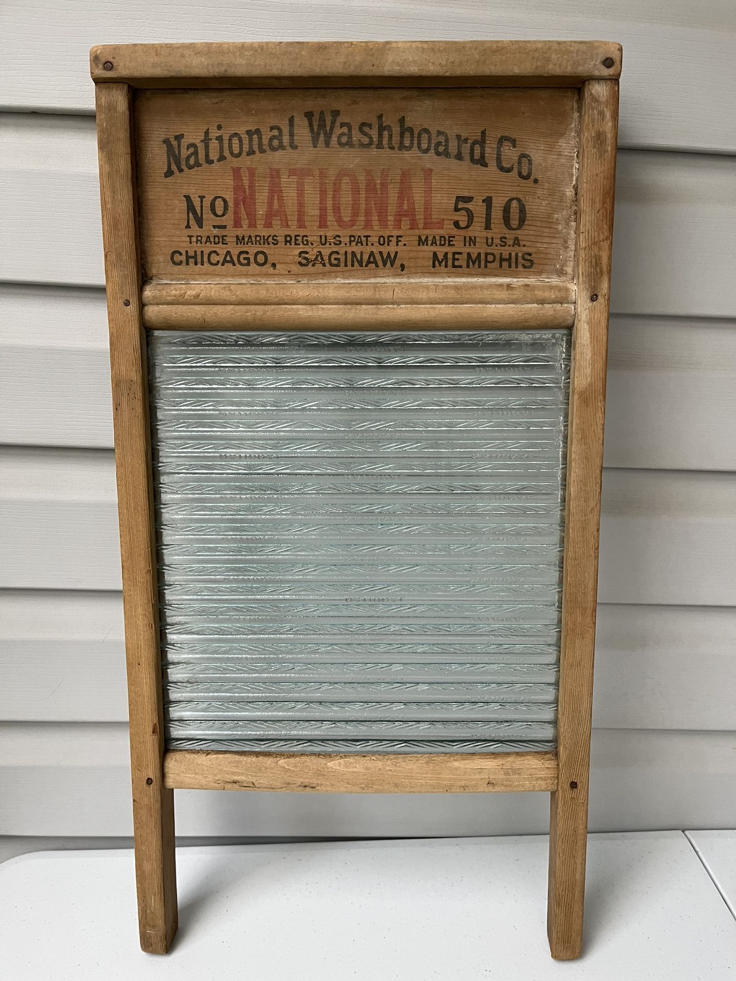 1940s Glass Washboard Model No. 510 Made By The National Washboard Company Chicago, Saginaw, Memphis