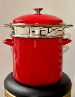 Cuisinart 12-Quart Red Enamel Stock Pot & Pasta Steamer Set