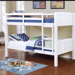 New In Box White Twin Size Bunk Bed, With 2 Mattress, We Can Deliver. Litera Con Colchones.