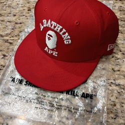 A Bathing Ape BAPE A Bathing Ape Red New Era College Snapback Cap 100% Authentic
