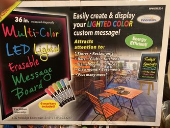 New 36” Multi-Color LED Lighted Erasable Message Board