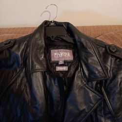 LEATHER JACKET MADE BY WILSON XL ( FULL LENGTH TRENCH )