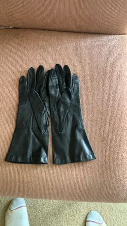 Black leather gloves