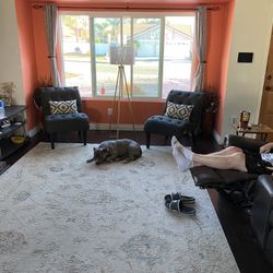 Two Dark Grey Accent Chairs