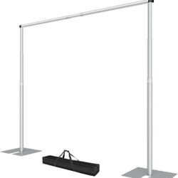 Heavy Duty Backdrop Stand, 10x10Ft Adjustable Pipe and Drape kit with 9.26 LBS Steel Flat Base, Sturdy Metal DIY Photo Background Frame for Parties, E