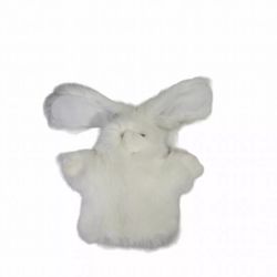 White Rabbit Hand Puppet 10" H Soft Plush Bunny 