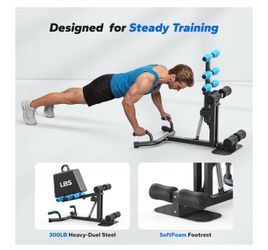New Merach Deep Squat & Push Up Adjustable Trainer Home Gym Equipment Black/Blue