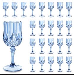 Blue plastic wine glasses (24 pack)
