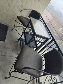 Patio Metal Bar Stools With Free Bar Cart