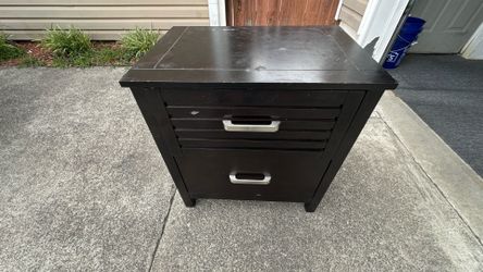 Black Nightstand with 2 Drawers — Modern Bedroom Side Table