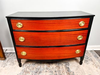 Elegant Federal Chest — Mahogany, Black, 3 Drawers, Delivery