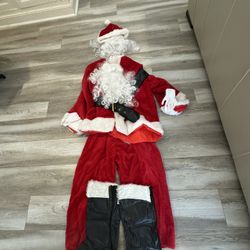 Santa Suit Complete Wig Beard Boot Covers Pants Jacket Bell Bags One Size