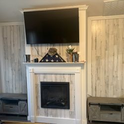 2 Grey Benches With Barn door Storage 