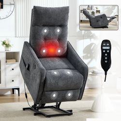 #642-Grey Chenille Single Motor Power Lift Recliner Chair