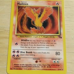 VLP WOTC Unlimited Non Holo Moltres 27/62 Fossil Set Pokemon Card