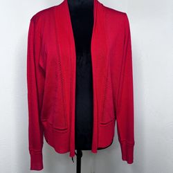 Jones New York Open Cardigan Womens XL Poppy Red Office Classic Sweater