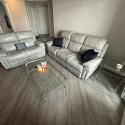 Living Room Set, Reclining Sofa, Love seat, Glass Tables