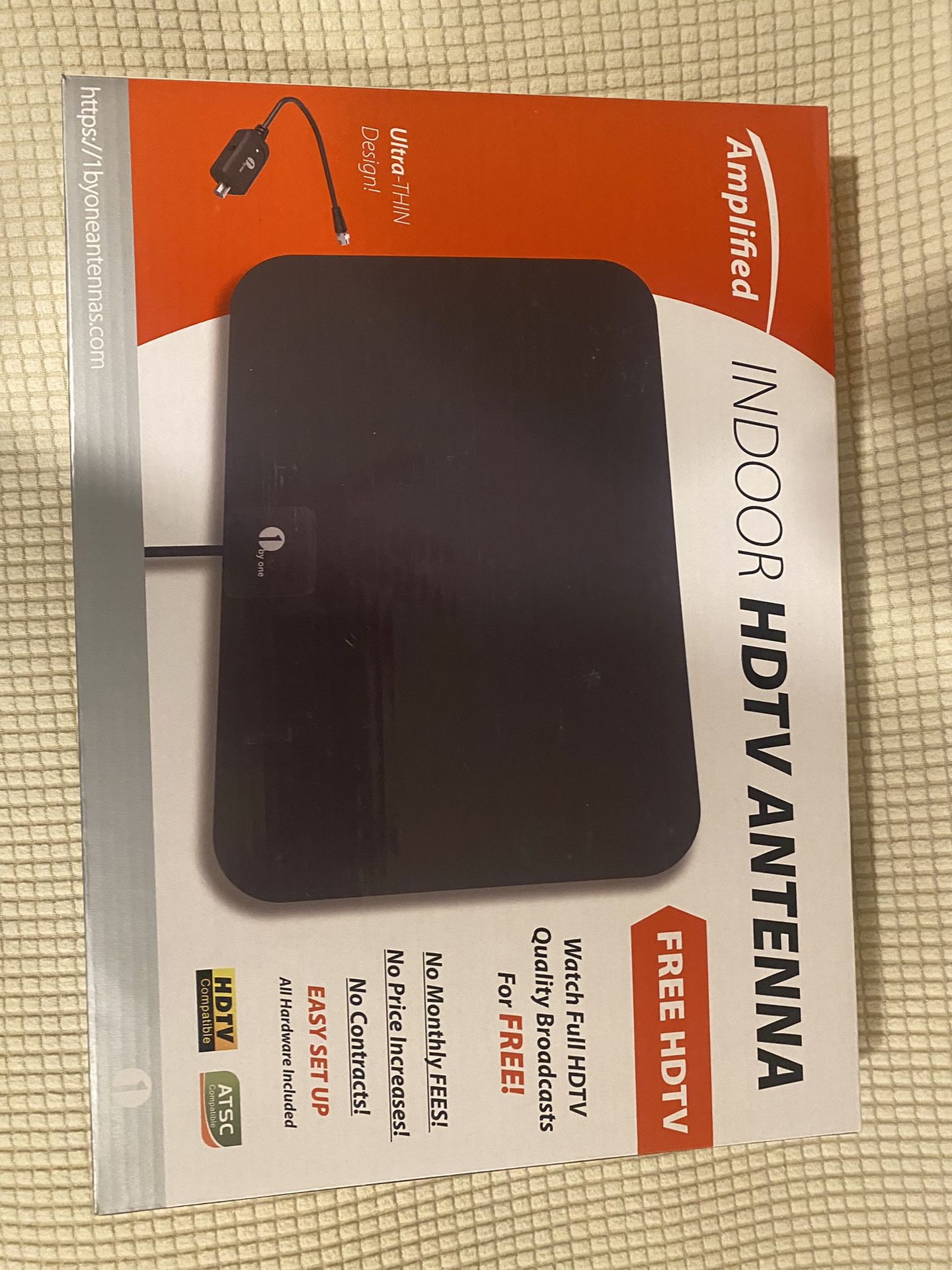1byone Amplified HD Digital TV Antenna - Support 4K 1080p and All Older TV's - Indoor Smart Switch Amplifier Signal Booster - Coax HDTV Cable/AC Adapt