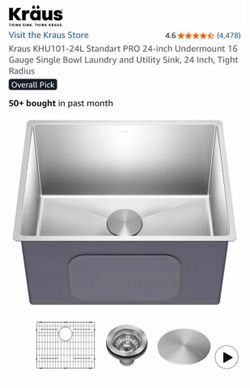 Kraus Stainless Single Bowl Sink – New Never Installed – Minor Corner Bend See Photos