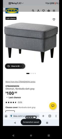 Strandmon Gray Upholstered Footstool Ottoman
