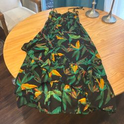 Vibrant Tropical Print Sleeveless Dress 