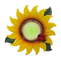 Yellow Sunflower Metal and Glass Outdoor Wall Decor, 25.59 in. x 24.02 in.,AO1166