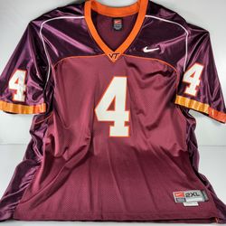 Vintage Virginia Tech Jersey Mens 2XL Maroon Orange Athletic #4 Nike Team