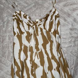 White And Brown Maxi Dress