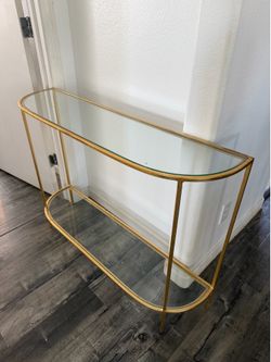 world market two tier gold/glass side table