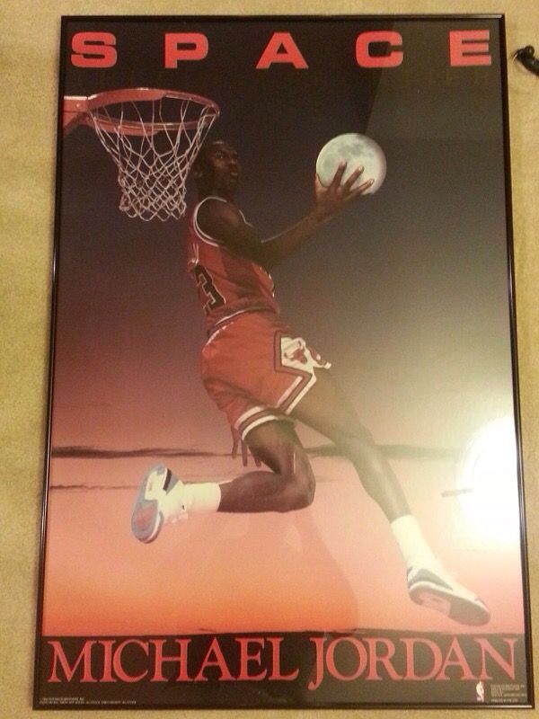 Old school Michael Jordan "dunking the moon" poster