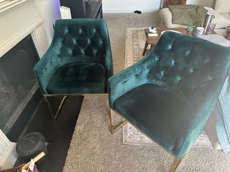 2 teal velvet accent chairs - matching set