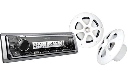 Kenwood PKG-MR3321BT KMR-M332BT marine digital media receiver and KFC-1613MRW marine 2-way speakers