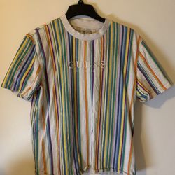 Guess Los Angeles Multicolor Stripe Tee. Size Large. Pre-Owned. Great Condition.