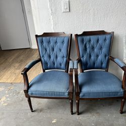 Antique Blue Chairs. Mid Century 