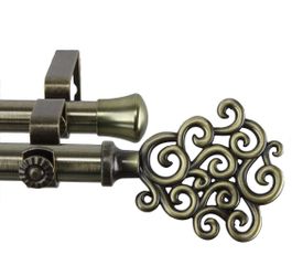 New Rod Desyne Tidal Double Curtain Rod, 28"-48", Antique Brass