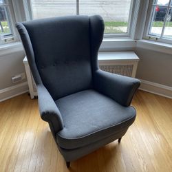 4 Pce Set: MCM IKEA Strandmon Wing Back Chairs w/ Ottomans